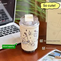 Cute Hand-painted Winter Cat Stainless Steel Thermos Cute Cartoon High Color Value Straw Straw Water Cup main image 2