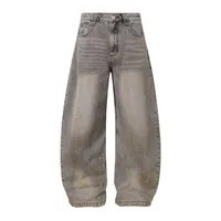 Jiayi Library Men's  New American Retro Inkjet Washable Old Scimitar Jeans Men's And Women's Wide Leg Pants main image 1
