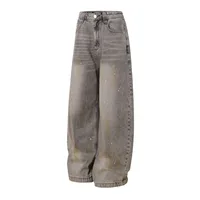 Jiayi Library Men's  New American Retro Inkjet Washable Old Scimitar Jeans Men's And Women's Wide Leg Pants main image 3