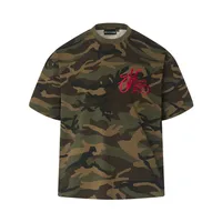 Jiayiku Men's  Summer American Retro Street Fashion Brand Camouflage Cultural Shirt Embroidered Short-sleeved T-shirt Pure Cotton sku image 3