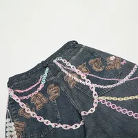 Jiayiku Men's   High Street Fashion Brand Denim Shorts 3D Printed Baggy Wash Pants For Men And Women main image 4