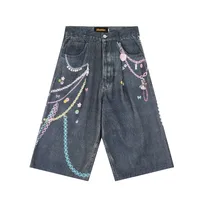 Jiayiku Men's   High Street Fashion Brand Denim Shorts 3D Printed Baggy Wash Pants For Men And Women main image 5