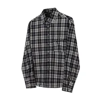 Jiayi Library Men's  Spring American Retro Cleanfit Patchwork Plaid Shirt Black And White Plaid Shirt Simple main image 1