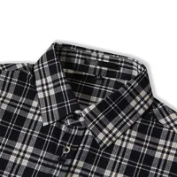 Jiayi Library Men's  Spring American Retro Cleanfit Patchwork Plaid Shirt Black And White Plaid Shirt Simple main image 3