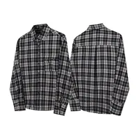 Jiayi Library Men's  Spring American Retro Cleanfit Patchwork Plaid Shirt Black And White Plaid Shirt Simple main image 5