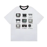 Jiayiku Fashion Brand  Summer New American Retro Couple T-shirt Loose TV Printed Short-sleeved T-shirt For Men And Women sku image 1
