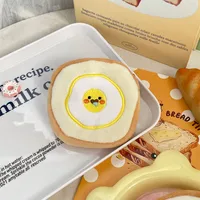 Cute Simulation Breakfast Poached Egg Toast Plush Coin Purse Fun Funny Doll Pendant Stall Doll Wholesale sku image 2