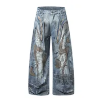 Jiayi Library Men's  New American High Street RO Style Heavy Washing Shaped Scimitar Jeans Wide Leg Pants main image 1
