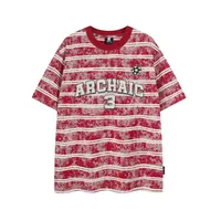 Jiayiku Men's  Summer American Jersey Retro Fashion Brand Heavy 300g Graffiti Stripe Short Sleeve T-shirt Men sku image 8