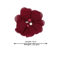Handmade Chiffon Flower 6cm Hand-stitched Pearl Rhinestone Fabric Flower DIY Corsage Flower Head Flower Shoes And Hats Clothing Accessories main image 2