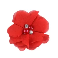 Handmade Chiffon Flower 6cm Hand-stitched Pearl Rhinestone Fabric Flower DIY Corsage Flower Head Flower Shoes And Hats Clothing Accessories main image 5