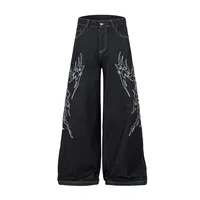 Jiayiku Men's  New Jeans American High Street RO Style Advanced Embroidered Jeans Wide Leg Pants main image 1