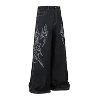 Jiayiku Men's  New Jeans American High Street RO Style Advanced Embroidered Jeans Wide Leg Pants main image 2