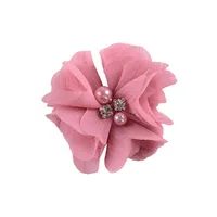 Handmade Chiffon Flower 6cm Hand-stitched Pearl Rhinestone Fabric Flower DIY Corsage Flower Head Flower Shoes And Hats Clothing Accessories sku image 18