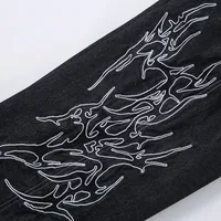Jiayiku Men's  New Jeans American High Street RO Style Advanced Embroidered Jeans Wide Leg Pants main image 4