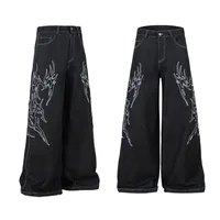 Jiayiku Men's  New Jeans American High Street RO Style Advanced Embroidered Jeans Wide Leg Pants main image 5