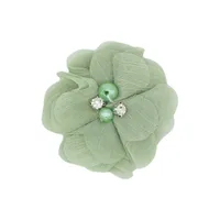 Handmade Chiffon Flower 6cm Hand-stitched Pearl Rhinestone Fabric Flower DIY Corsage Flower Head Flower Shoes And Hats Clothing Accessories sku image 2