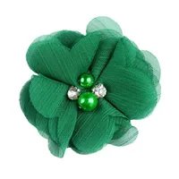 Handmade Chiffon Flower 6cm Hand-stitched Pearl Rhinestone Fabric Flower DIY Corsage Flower Head Flower Shoes And Hats Clothing Accessories sku image 13
