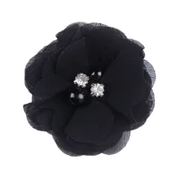 Handmade Chiffon Flower 6cm Hand-stitched Pearl Rhinestone Fabric Flower DIY Corsage Flower Head Flower Shoes And Hats Clothing Accessories sku image 14