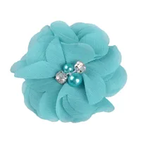 Handmade Chiffon Flower 6cm Hand-stitched Pearl Rhinestone Fabric Flower DIY Corsage Flower Head Flower Shoes And Hats Clothing Accessories sku image 26