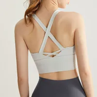 New High Strength Sports Underwear Fixed Chest Pad Beautiful Back Fitness Yoga Suit Running Bra Mid-length Vest sku image 9