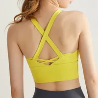 New High Strength Sports Underwear Fixed Chest Pad Beautiful Back Fitness Yoga Suit Running Bra Mid-length Vest sku image 3