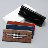 New Style Glasses Case Color Old Cowhide Anti-pressure Manual Pressing Triangle Folding Glasses Case Can Be Printed LOGO main image 2
