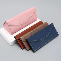 New Style Glasses Case Color Old Cowhide Anti-pressure Manual Pressing Triangle Folding Glasses Case Can Be Printed LOGO main image 3
