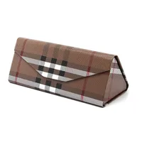 New Style Glasses Case Color Old Cowhide Anti-pressure Manual Pressing Triangle Folding Glasses Case Can Be Printed LOGO main image 5