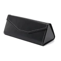 New Style Glasses Case Color Old Cowhide Anti-pressure Manual Pressing Triangle Folding Glasses Case Can Be Printed LOGO sku image 1