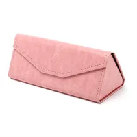 New Style Glasses Case Color Old Cowhide Anti-pressure Manual Pressing Triangle Folding Glasses Case Can Be Printed LOGO sku image 2