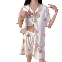 With Chest Pad Explosions Pajamas Women's Summer Thin Short-sleeved Shorts Cartoon Cute Women's Buttons Home Clothes Suit main image 5