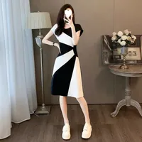 French Dress Summer  New Temperament Tight Waist Slimming High-grade Black And White Stitching Casual Skirt main image 1