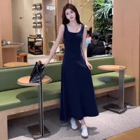 Blue Sleeveless Vest Sling Dress Children's Summer  New Seaside Vacation High Elegant Long Dress main image 1