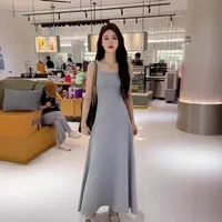 Blue Sleeveless Vest Sling Dress Children's Summer  New Seaside Vacation High Elegant Long Dress main image 2