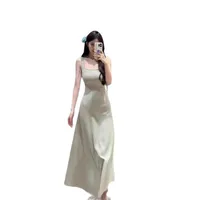 Blue Sleeveless Vest Sling Dress Children's Summer  New Seaside Vacation High Elegant Long Dress main image 5
