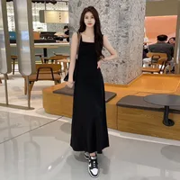 Blue Sleeveless Vest Sling Dress Children's Summer  New Seaside Vacation High Elegant Long Dress sku image 8