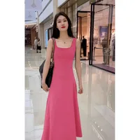 Blue Sleeveless Vest Sling Dress Children's Summer  New Seaside Vacation High Elegant Long Dress sku image 13