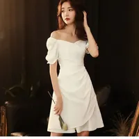 White Dress Small Dress Women's Skirt Can Be Worn At Ordinary Times Socialite French Light Luxury Dress Banquet Temperament Short main image 3