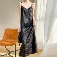 Satin Jacquard Suspender Dress  Summer New Slimming Look Knee-Length Mid-Length Skirt Chinese Style Suspender Skirt Trendy main image 1