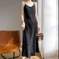 Satin Jacquard Suspender Dress  Summer New Slimming Look Knee-Length Mid-Length Skirt Chinese Style Suspender Skirt Trendy main image 2