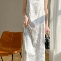 Satin Jacquard Suspender Dress  Summer New Slimming Look Knee-Length Mid-Length Skirt Chinese Style Suspender Skirt Trendy main image 4