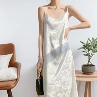 Satin Jacquard Suspender Dress  Summer New Slimming Look Knee-Length Mid-Length Skirt Chinese Style Suspender Skirt Trendy sku image 3