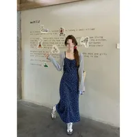 French-Style Floral Spaghetti Strap Waist-Cinching Dress Women's Set  Summer New Petite Elegant Age-Reducing Long Dress main image 2
