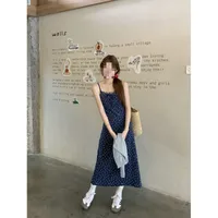French-Style Floral Spaghetti Strap Waist-Cinching Dress Women's Set  Summer New Petite Elegant Age-Reducing Long Dress main image 4