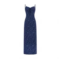 French-Style Floral Spaghetti Strap Waist-Cinching Dress Women's Set  Summer New Petite Elegant Age-Reducing Long Dress sku image 9