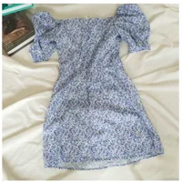 French  Dress Women's Summer New Style Floral Sleeves Showing Lace-Up Waist Elegant Bubble Short Skirt Retro main image 3