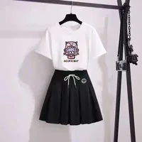 New Summer Suit Skirt For Female Students New Style Fashionable Printed Shirt + Skirt Two-Piece Trendy Set main image 3
