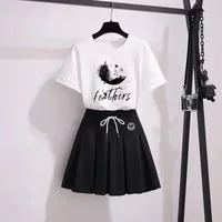 New Summer Suit Skirt For Female Students New Style Fashionable Printed Shirt + Skirt Two-Piece Trendy Set main image 4