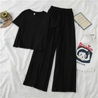 Summer New New-style Online Popular Western-style Tall Suit Women's Hong Kong-style Short-sleeved Wide-leg Pants Casual Two-piece Fashionable Set main image 4